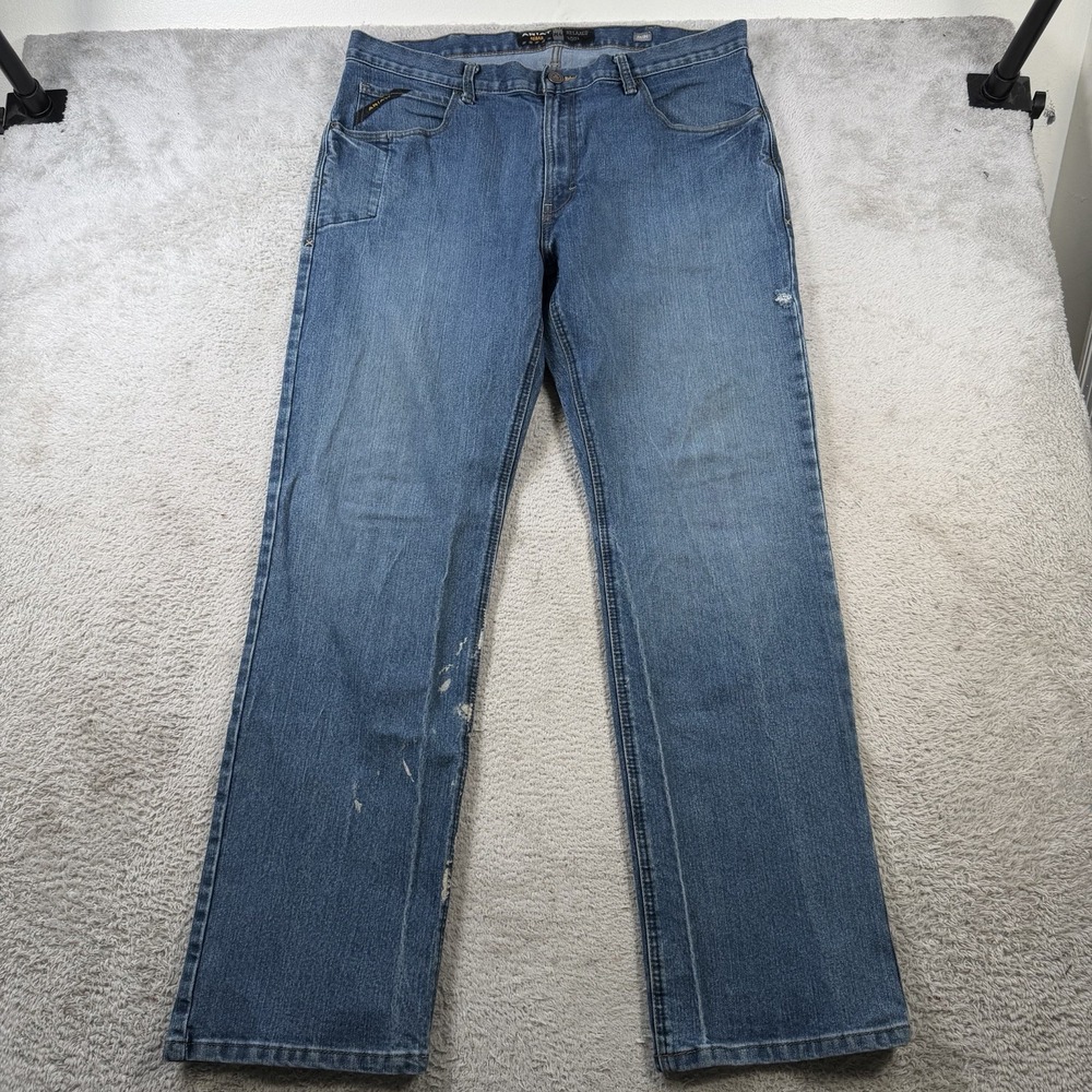 Ariat M4 Jeans Mens 38x34 Blue Denim Relaxed Boot Cut Cowboy Western Workwear